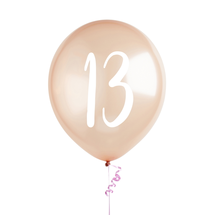 Rose Gold 13th Birthday Latex Balloons Pack of 5 image 2